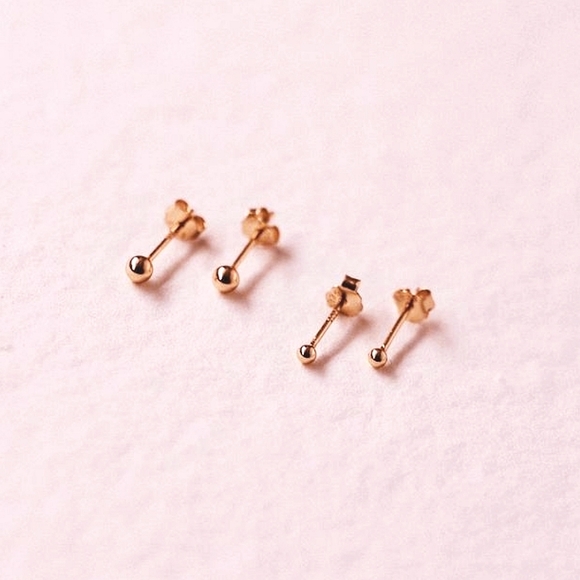 PRIMROSE Rose Gold Ball Stud Earrings - Picture 8 of 9